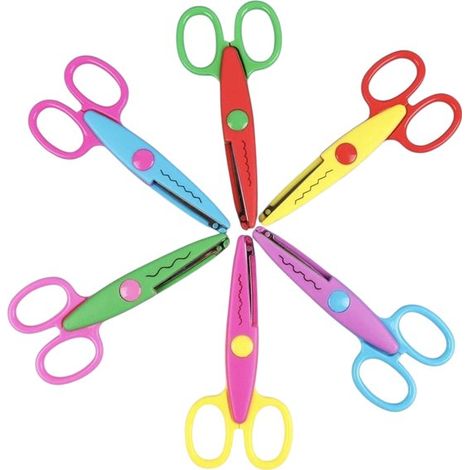 Lot de 6 ciseaux crantés pour enfants - Ciseaux zigzag pour loisirs créatifs - Scrapbooking, papier, albums photo et activités manuelles - Pour enfants (1/5)