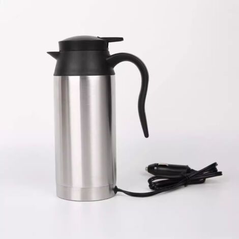 Bouilloire de voiture 750 ml 12 V, bouilloire électrique en acier inoxydable chauffée par allume-cigare pour voiture
