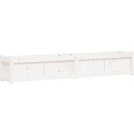 Pot de fleurs blanc, dimensions 180x31x31 cm, en bois de pin massif. (1/5)