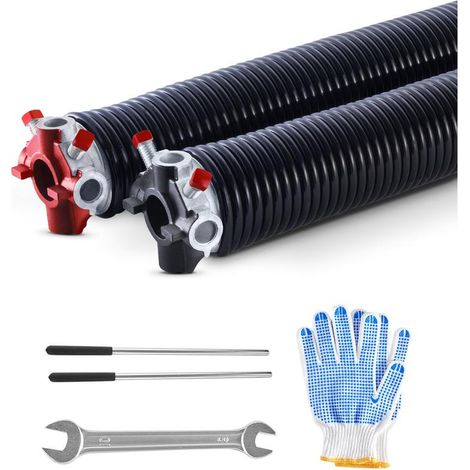 Ressorts de Torsion pour Porte de Garage Paire 6,35x50,8x889 mm 16000 Cycles Revêtement Noir avec Accessoires (1/5)
