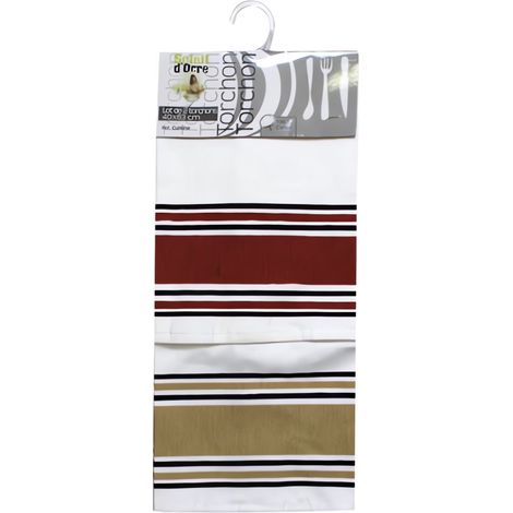 Lot de 2 torchons coton CUISINE rouge et beige