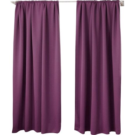 WOLTU 2 pièces Rideaux occultant, pour Maison intérieure pour fenêtre et Porte Isolant Thermique, 135x245cm, Violet VH5880vl-2 (1/4)