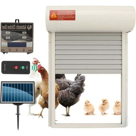 Puerta automática para gallinero, temporizador, sensor de luz programable, funciona con pilas, abridor automático de puerta para gallinero (blanco)