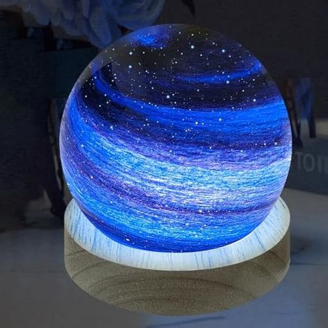 Lampadaire en verre soufflé artisanal 3D, veilleuse astronomie 16 couleurs dimmable USB avec télécommande 8CM (Ciel étoilé) (1/5)