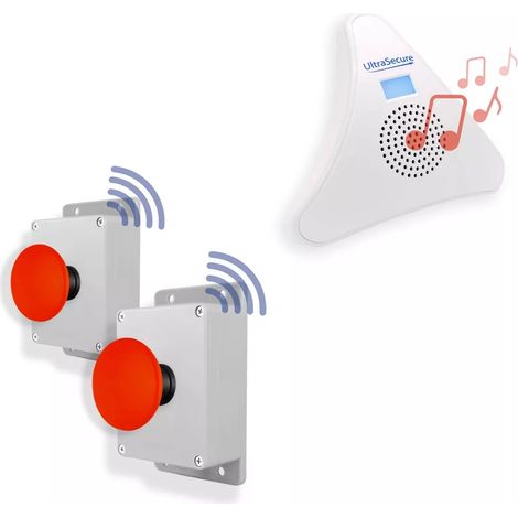 Alerte panique 300m sans fil - 2 boutons coup de poing sur piles & Carillon TR - 35 mélodies / Volume réglable (DA600+) (1/5)