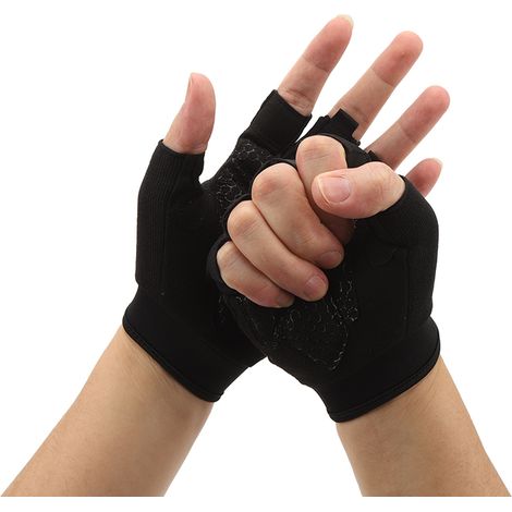 paire de gants de musculation respirants pour femmes, pour l'haltérophilie, le sport et l'équitation, demi-doigts, antidérapants, résistants à l'usure, équipement de protection noir, taille L (pour un (1/5)