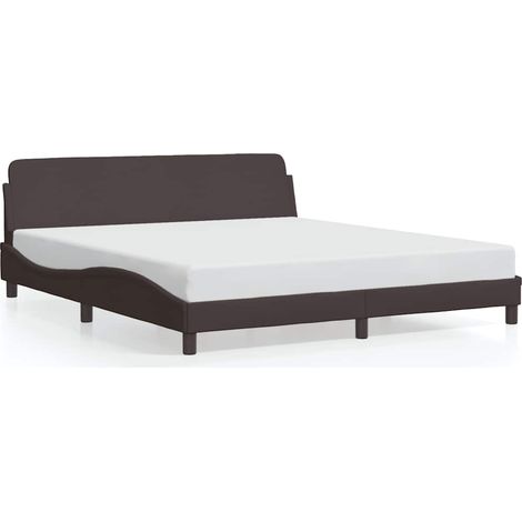 Lit double  Lit adulte  Cadre de lit Dover marron foncé 160x200 cm tissu
