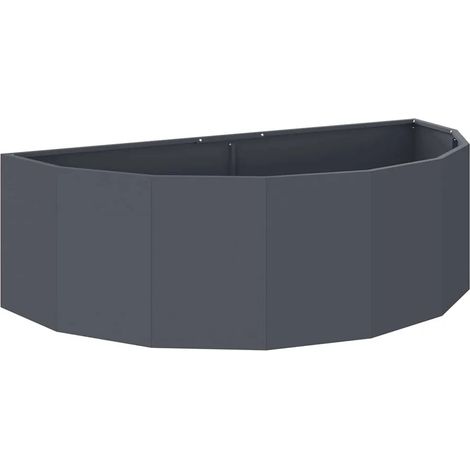 Jardinière demi-ronde esthétique moderne 120 x 60 x 35 cm pour extérieur en acier anthracite (1/5)