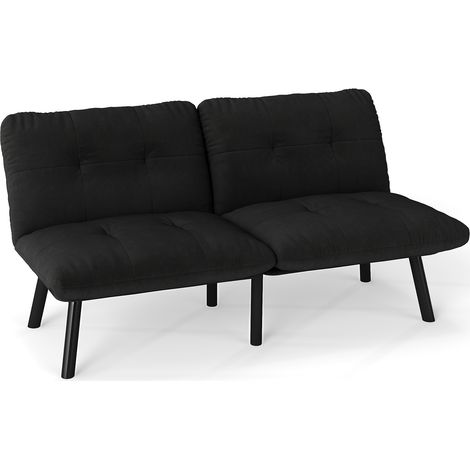 Canapé-lit pliant 2 places noir – futon convertible, fonction couchage, gain de place – idéal pour chambre d'amis ou studio (1/5)