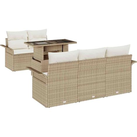 Maison Exclusive - Set Divano da Giardino 6 pcs Beige Rattan in Polipropilene
