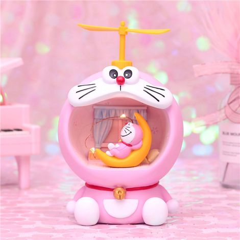 Tirelire lumineuse en plastique doux, forme mignonne de lune rose, bouton lumineux dessin animé, boîte à argent pour enfants cadeaux (1/5)