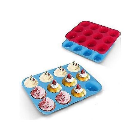 Silikon-Muffinform, 2er-Packung Muffinform mit 12 großen Mulden, antihaftbeschichtete Cupcake-Form. (1/5)