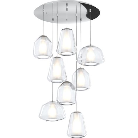 SOSPENSIONE CROMO 8 LUCI TONDA VETRI 2X ALPHA + 3X BETA + 3X GAMMA TRASPARENTI 1176CR-S8 T ABG-TR