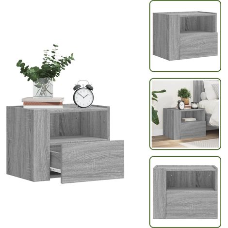 Table de chevet murale sonoma gris 45x30x35 cm - Table De Chevet Murale - Meuble De Chambre - Armoire Suspendue - Rangement Mural - Table De Nuit (1/5)