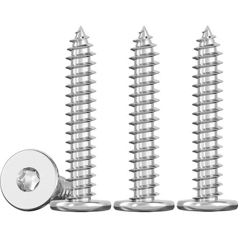 Vis a Bois en Inox M5x35mm Mince Autotaraudeuses à Tête Plate Vis à Bois, EntièRement Fileté, 50 Pièces (1/5)