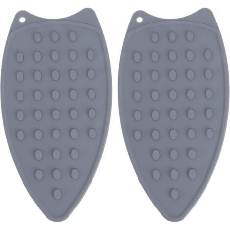 Almohadillas de silicona para apoyo de plancha, paquete de 2 almohadillas de apoyo para plancha resistentes al calor para plancha de vapor, tabla de planchar (gris) (1/5)