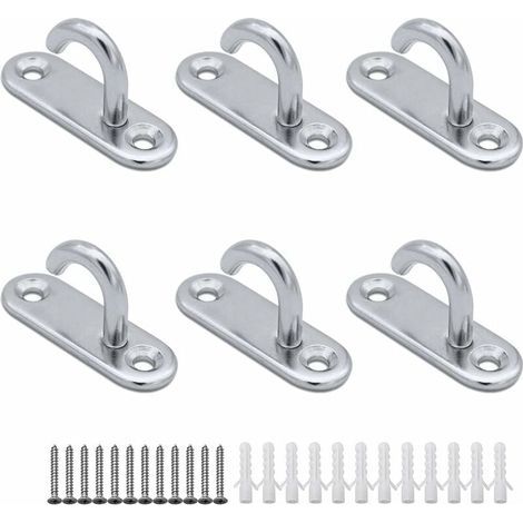 (6 Pièces) Acier Inoxydable 304 Crochets De Plafond M5 Crochets Ouverts Ovales Ancre De Plaque il Crochet De Montage à Vis Murale Pour Suspendre Panier De Plantes Ventilateur De Plafond Outi (1/5)