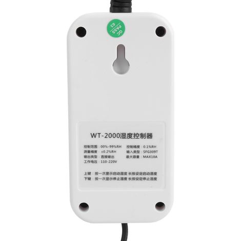 WT-2000 Digitaler Feuchtigkeitsregler mit Display, hochpräzise Feuchtigkeitsschaltbuchse (0%-99% RH, 110-220V, Europäischer Standard) (1/5)
