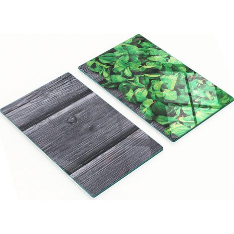 Tableros de vidrio decorativos multifuncionales con estampado de menta, 2x30x52 cm.