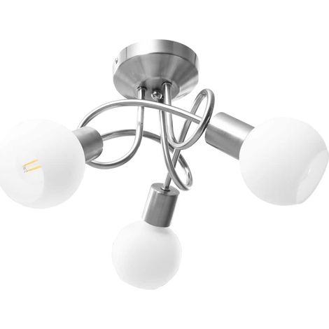 vidaXL Lámpara de techo pantallas cerámica bol blanco 3 bombillas E14 (1/2)
