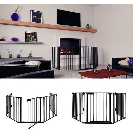 Barrière de sécurité enfant, bébé, animaux - 3.1 mètres, 5 panneaux, noir (1/5)