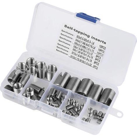 Insert bois, 50Pcs Inserts filetés autotaraudeurs, Insert fileté Metal inox interieur, M3, M4, M5, M6, M8, M10, M12 Vis auto-taraudeuses, Adaptateur de filetage pour filetage hélicoïdal (1/5)