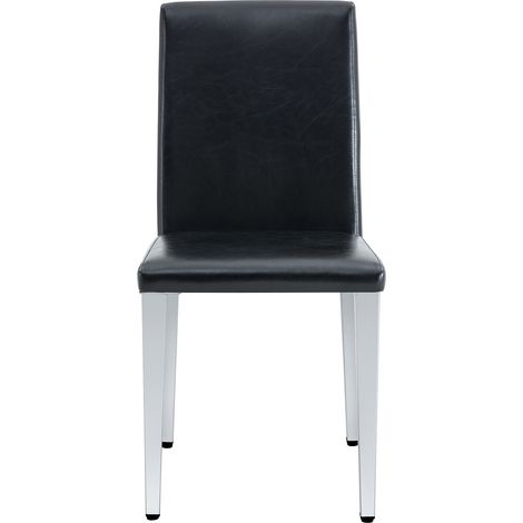 Set di 4 sedie da pranzo minimaliste in PU nero con gambe metalliche argentate (1/5)