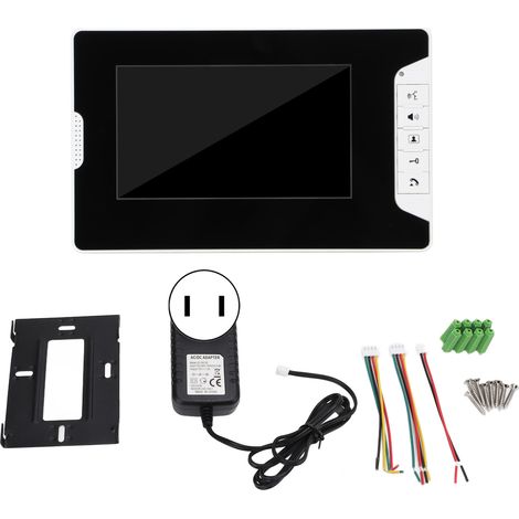 Interphone vidéo filaire avec écran 7 pouces, moniteur de porte à déverrouillage à distance, fonction de surveillance, 16 sonneries, prise US pour maison (1/5)