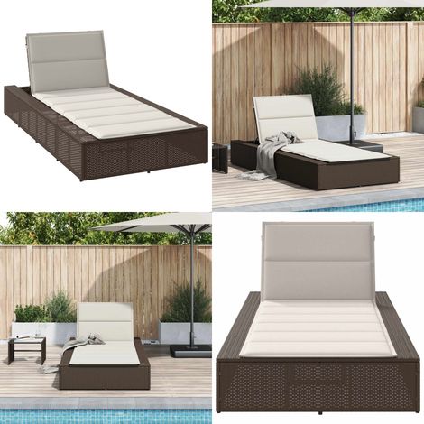 vidaXL Transat avec coussin flottant marron résine tressée (1/5)