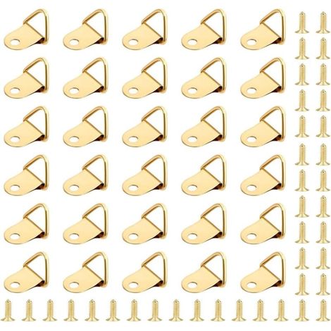 50 Pièces Crochet pour Cadre,Attache Tableau,Photo Anneaux Triangulaires Cadre,Support Murale Cintre avec 50 Pièces Vis Utilisé pour les Cadres Photo, Suspension de Décorations de Meubles (1/5)
