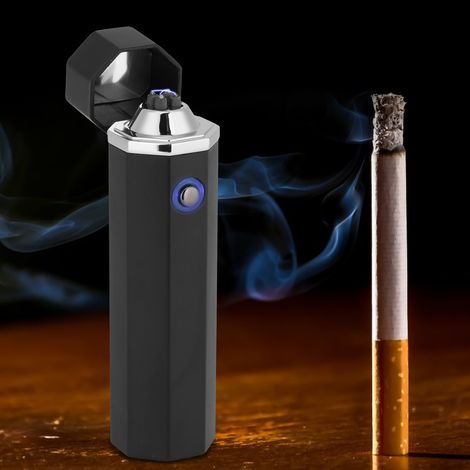 Briquet coupe-vent rechargeable USB, briquet électronique à impulsion sans flamme (noir mat) (1/5)