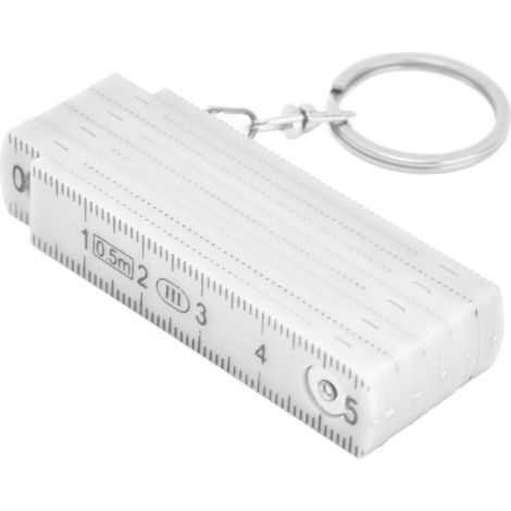 Set mit 2 ABS-Klapplinealen, 0,5 m, 10-fach faltbar, weißes Klapplineal mit Schlüsselring, Kunststofflineal für Schreiner (1/5)