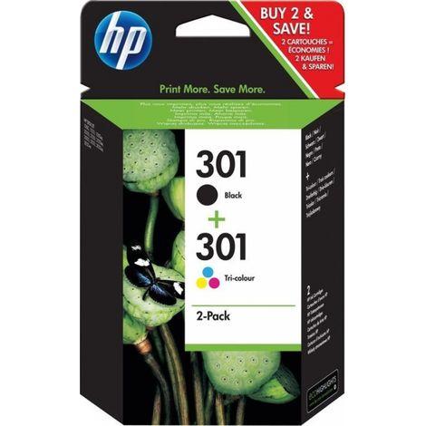 HP 301 - 2er-Pack - Schwarz, Farbe (Cyan, Magenta, Gelb) - original - Tintenpatrone