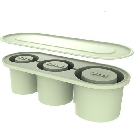 Cubiteras cilíndricas de silicona con tapa, juego de 3 piezas, para cócteles y whisky (verde) (1/5)