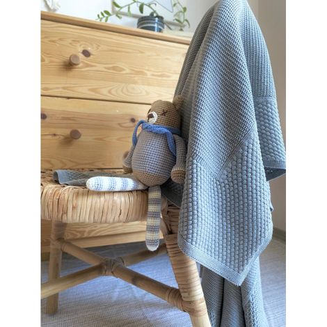 Couverture Tricotée en Maille 100% Coton Plaid Doux pour Enfant de 3 Ans et Plus Gris 100 x 100 cm - PANGIVO (1/2)