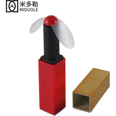2 Mini ventilateur, pales souples, portable, forme rouge à lèvres, pile AA incluse, pour enfants (1/2)