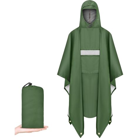 Poncho de Pluie Multifonction, Poncho Pluie Imperméable 3 en 1 Réutilisable Cape de Pluies pour Moto/Vélo Avec Capuche pour Randonnée en Plein Air Camping Pêche (1/5)