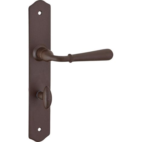 1 - Poignée de Porte - Serrure de Salle de Bain - Acier - Carré 7 mm - Entraxes 195 mm - Pour Toilette et Douche - Gris