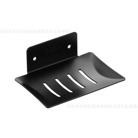Portasapone da parete, autoadesivo, in acciaio inox, con salvasapone per doccia, nero.