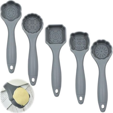 BUNTHAUS Moule à Lune Gâteau Mooncake - Peut Faire Des Desserts, Pâtisseries Traditionnels Chinois, Ensemble Moules Outils Cuisson Bricolage, Pâtisserie, Anniversaire, Motif Floral, Cinq Pièces (1/4)