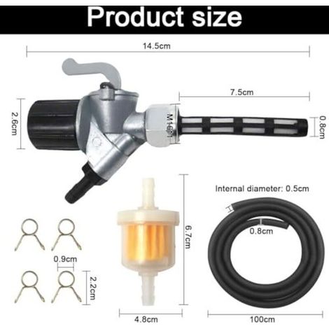 Benzinhahn-Set mit 1 Meter Ø 5 mm Benzinschlauch, Benzinhahn für Simson S51, 6 mm Benzinfilter, 4 Benzinschlauchschellen für Simson S50, S51 und S5 (1/3)
