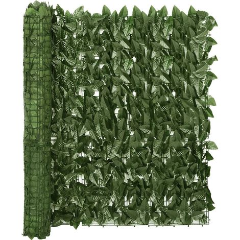 Paravento per balcone protezione privacy schermo privacy con foglie 500 x 100 cm verde scuro 020010009