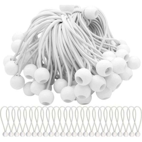50er-Pack elastische Spanner, elastische Kordeln mit Bungee-Kugeln, elastische Kugeln für Festzelte, Zelte, Banner und Planen, TRIMEC