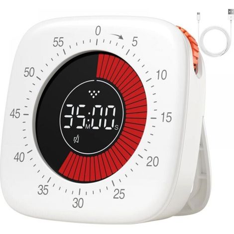 (white) Rechargeable Visual Timer, 60 Minute Countdown, for Children Learning