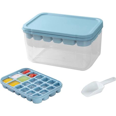 Bac à glaçons avec couvercle, bac et pelle à glace, moule à glaçons pour congélateur (1/4)
