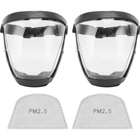 2 pièces Masque de Protection Réutilisable avec Élastique et Filtres en Coton, Transparent pour Adultes en Noir et Blanc (1/5)