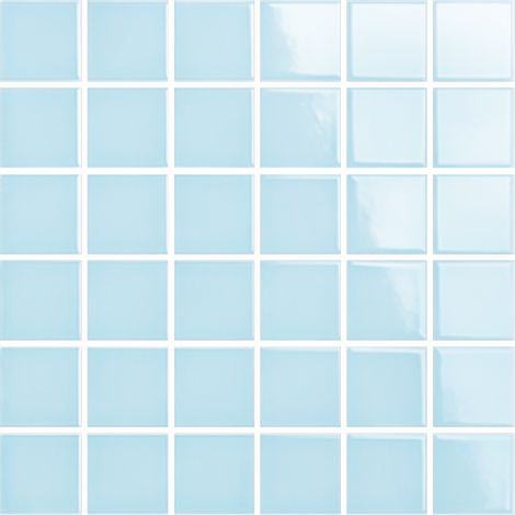 Mosaïque de grès cérame PICCOLO VELVET 5x5cm (finition brillante) -  Ice blue - -  323 - Ice blue - boîte de 0.93 m2