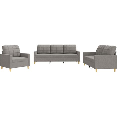 Ensemble de Canapé  Sofas 3 pcs avec coussins Taupe Tissu (1/5)