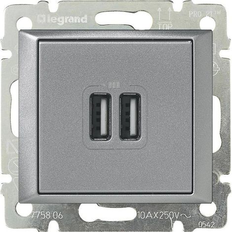 Legrand Base Valena aluminio toma USB 2 puertos