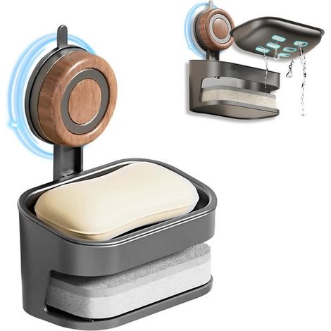 Rutschfeste Seifenschale mit Saugnapf, für Duschen, abnehmbar, leicht zu reinigen, 2 in 1 mit Schwammfach, wasserdicht und rostfrei, aus ABS. für (1/2)